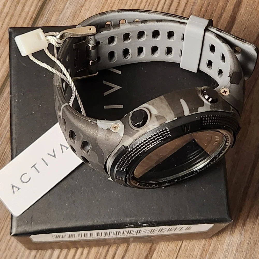 Activa Digital Watch Mens OS Grey Black Camo Sport Alarm Chronograph